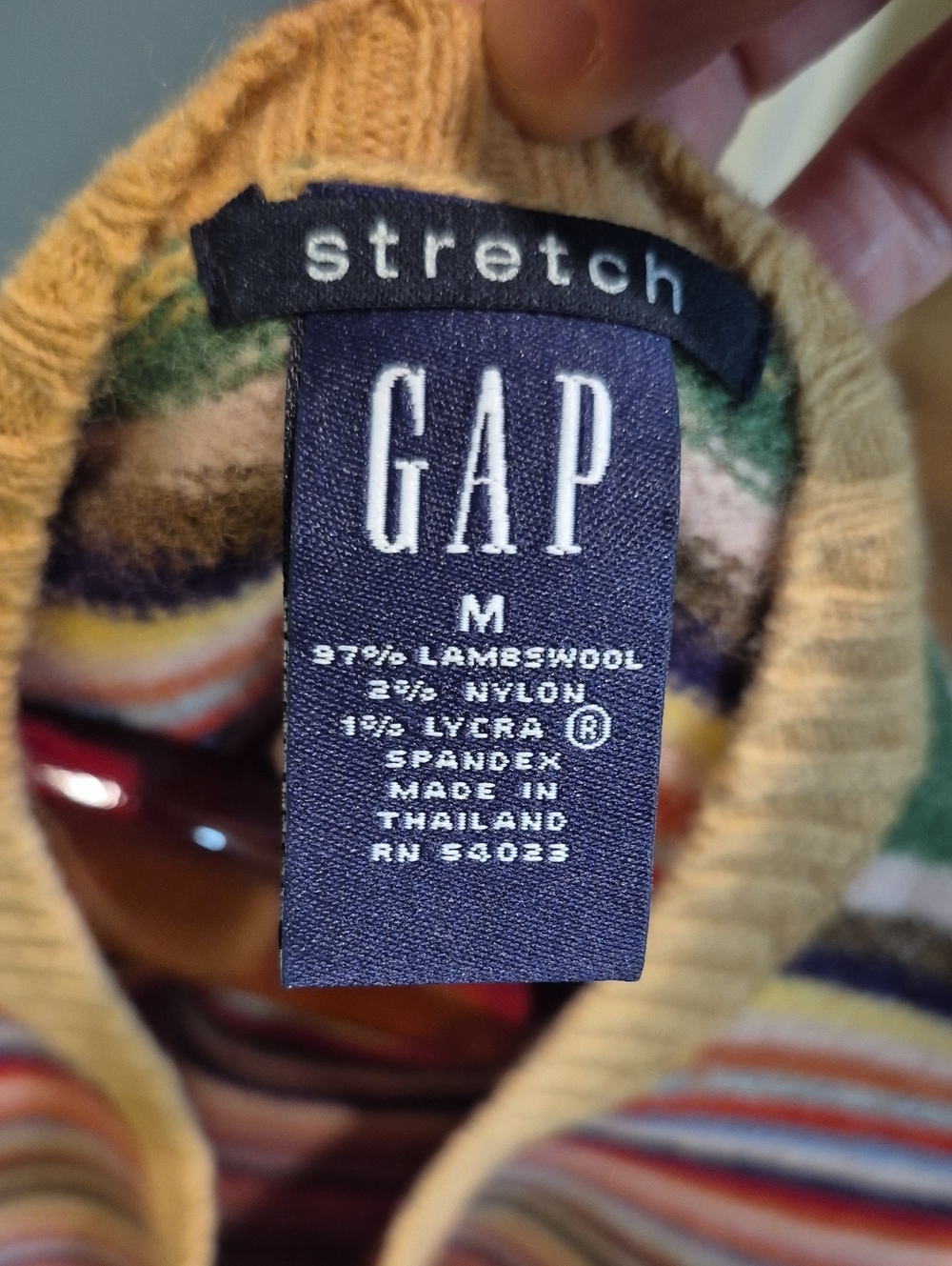 GAP vintage Multicolor Striped rainbow crazy stripes lambswool Sweater - Picture 3 of 3